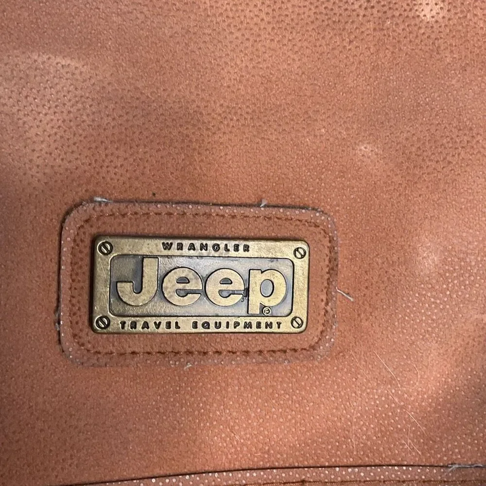 Vintage JEEP Wrangler Army Olive Green & Tan Canvas Garment Bag Travel Equipment